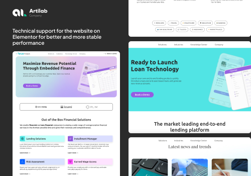 Web Development Package Example: Technical support for the Tarya Fintech website