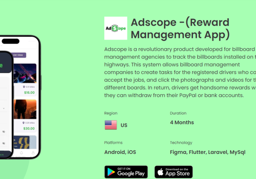 Mobile App Development Package Example: Adscope -(Reward Management App)