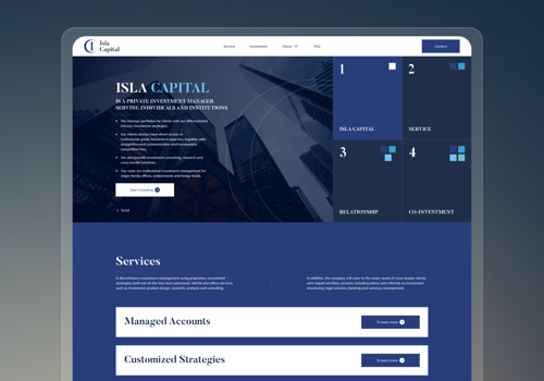 Web Design Package Example: Investment & Capital Management