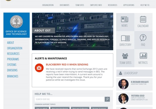 Web Design Package Example: OST Connect Intranet