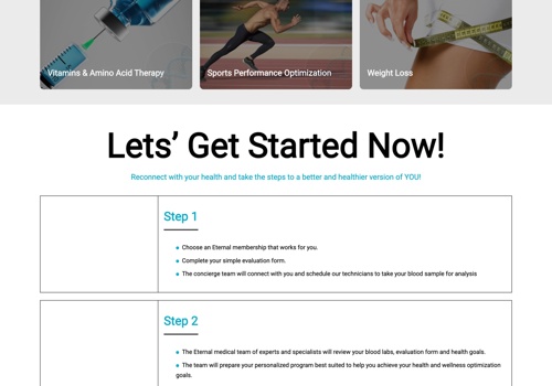 Web Design Package Example: Site Design & Development - Eternal Clinics