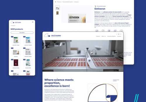 Web Development Package Example: Solé Pharma - Website development and maintenance