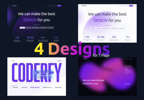 Web Design Package Example: 4 styles of web design