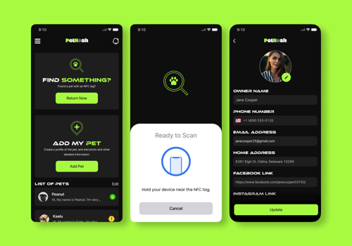 Mobile App Development Package Example: PetNosh App - Facilitating Pet Reunions with Innov