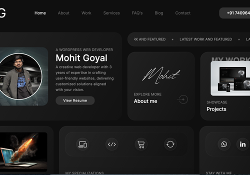 Web Development Package Example: Mohit Goyal's Personal Portfolio