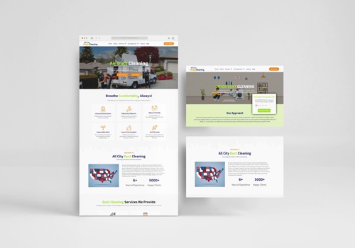 Web Design Package Example: Web Development for All City Duct Cleaning