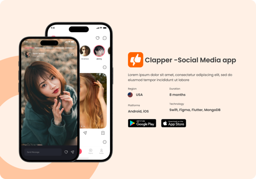 Mobile App Development Package Example: Clapper -Social Media app