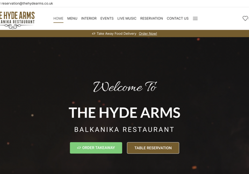 Web Design Package Example: The Hyde Arms London
