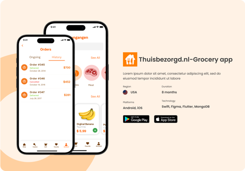 Mobile App Development Package Example: Thuisbezorgd.nl-Grocery app