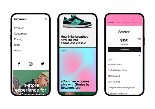 Branding Package Example: Between | Brand identity and website