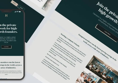 Web Design Package Example: Platform for community of founders