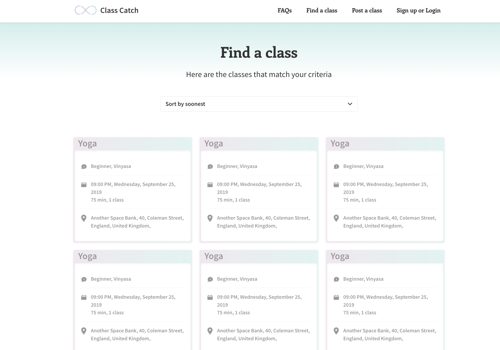 Web Development Package Example: Class Catch