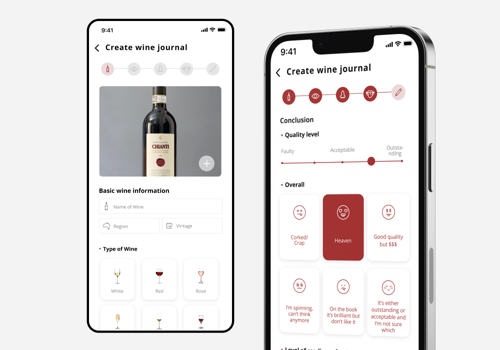 Mobile App Development Package Example: Wine Journal by WineBudd