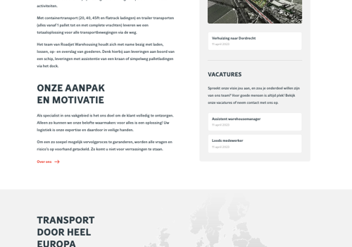 Web Development Package Example: Website for European Logistics Company