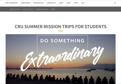 Custom Software Development Package Example: CRU summer mission trips