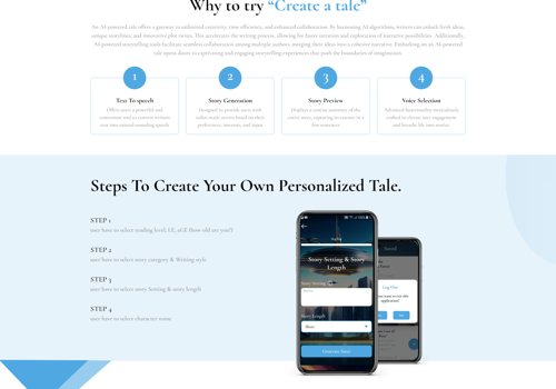 Custom Software Development Package Example: Create a Tale: AI software for Story telling