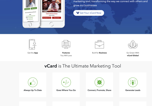 Mobile App Development Package Example: vCard Global Business Card