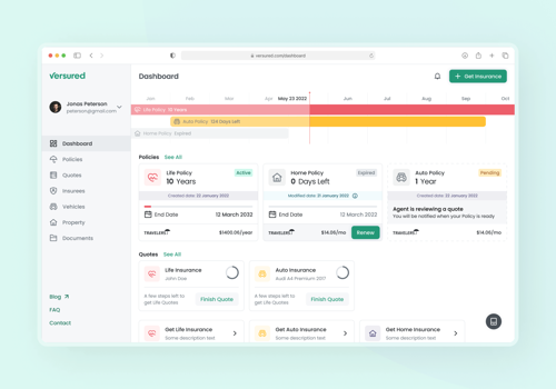 UX/UI Design Package Example: UX/UI Design for an insurance SaaS platform