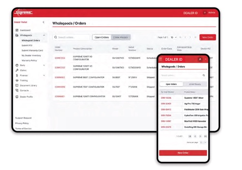 Product Design Package Example: Equipment Dealer Portal