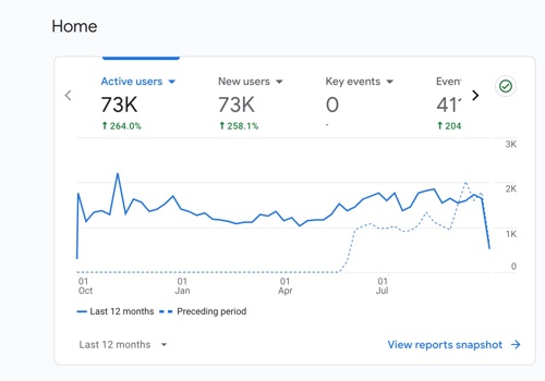 Search Engine Optimization Package Example: Travel Site - Jcr Cab -  264 % Growth in 1 Years