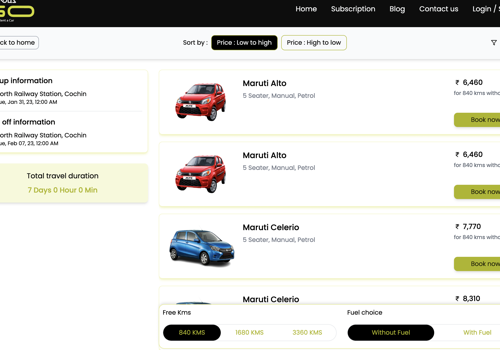 UX/UI Design Package Example: Car Rental App & Website In India
