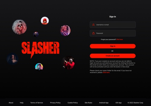 UX/UI Design Package Example: Slasher - Horror Community Platform