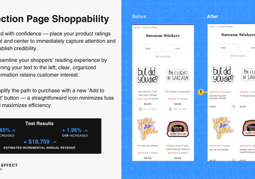 Conversion Optimization Package Example: Collection Page UX Boosts Revenue by $18k Annually