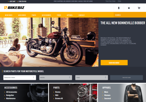 Web Development Package Example: Bikebiz - Magento E-commerce website development