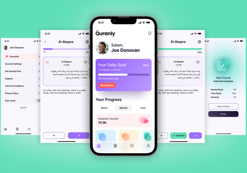 UX/UI Design Package Example: UX UI design for a habit-building Quran app
