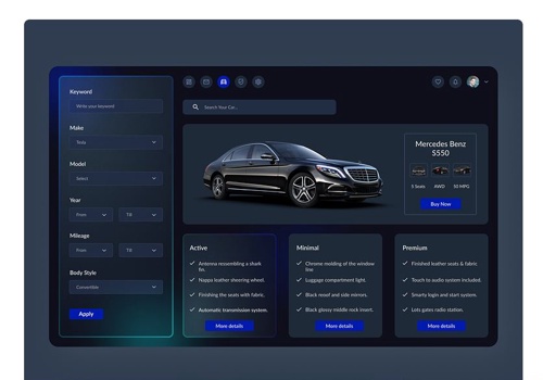 UX/UI Design Package Example: Car Shop Dashboard Design