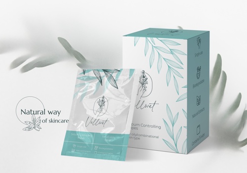 Branding Package Example: Package design for facial wipes