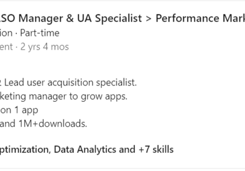 Advertising Package Example: Mobile app & product marketing manager