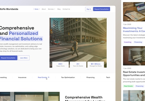 Web Design Package Example: Wolfe