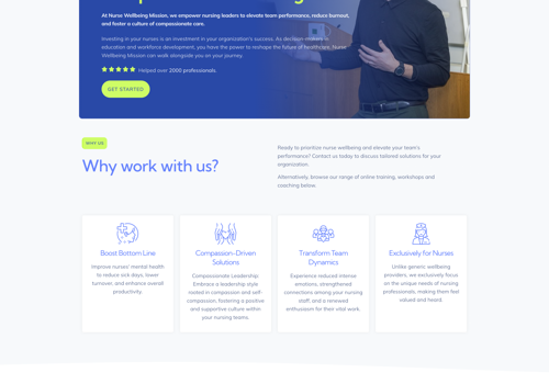 Web Design Package Example: Website Redesign for  Nurse Wellbeing Mission
