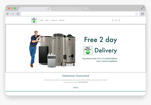 E-Commerce Development Package Example: Wholesale Water Heater