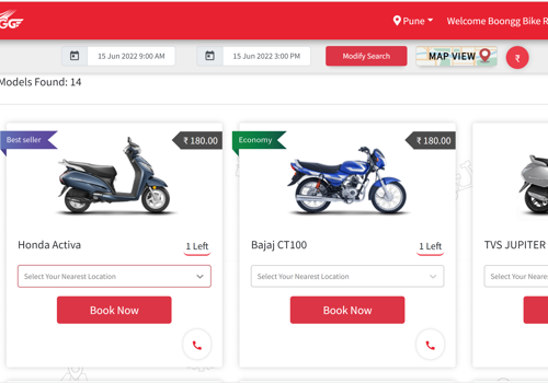 Custom Software Development Package Example: BOONGG.COM - Bike Rental Platform