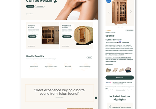 E-Commerce Development Package Example: Salus Saunas