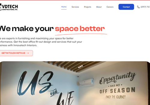 Web Development Package Example: VDTech Construction