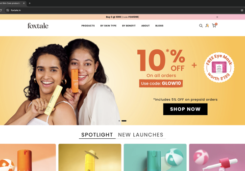 Web Development Package Example: Foxtale: Shopify | Shopping Platform Development