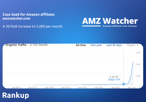 Search Engine Optimization Package Example: Case SaaS for Amazon affiliate: amzwatcher.com