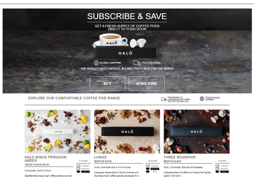 E-Commerce Development Package Example: Re-design and Development of Halo Coffee