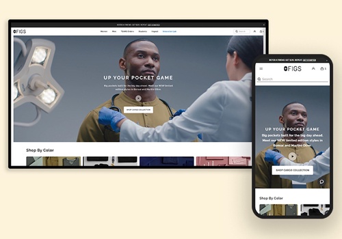 Web Design Package Example: wearfigs site's migration from BigCom.. to Shopify