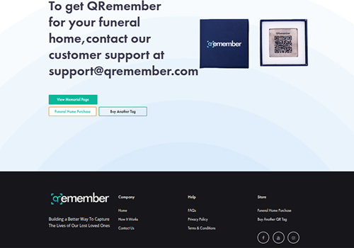 Web Development Package Example: Qremember website design and development
