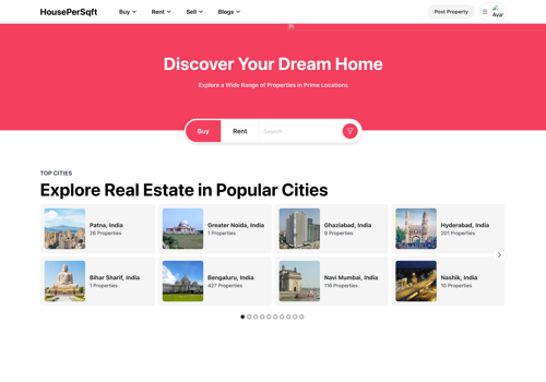 Web Development Package Example: HousePerSqft: Premier Real Estate Platform