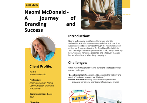 Social Media Marketing Package Example: Naomi McDonald - A Journey of Branding and Success