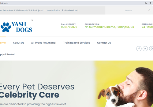 Web Design Package Example: Yash Dogs - Veterinary Hosptial Palanpur Gujarat