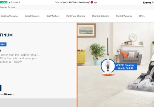 Web Design Package Example: VAX UK