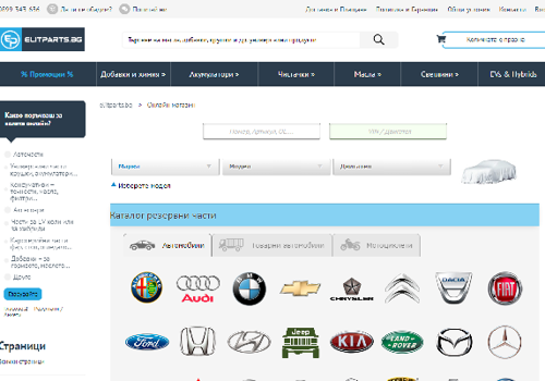 E-Commerce Development Package Example: Online auto parts elitparts.bg