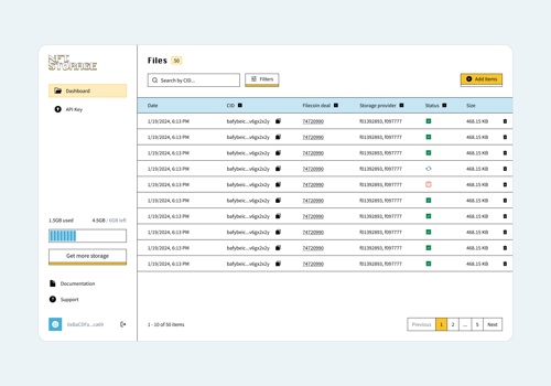 UX/UI Design Package Example: NFT Storage Dashboard & Website