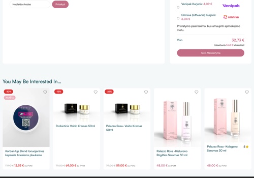 Web Design Package Example: Millena.LT - Online Cosmetics Store